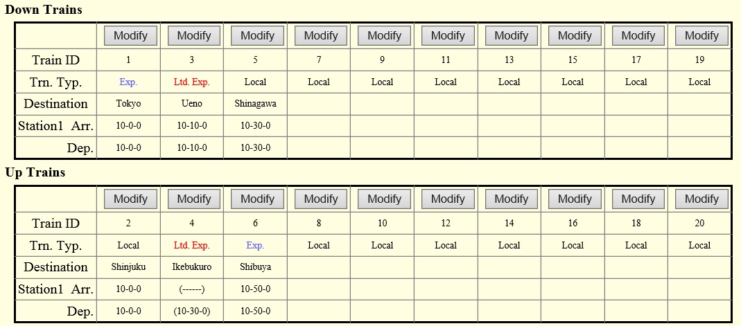 Timetable